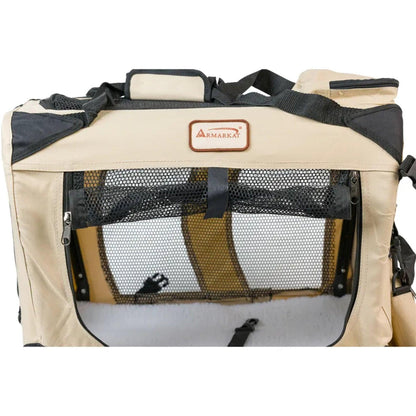 Armarkat Folding Soft Dog Crate Pet Travel Carrier - Beige